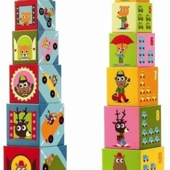 Djeco - 10 Kubussen Om Te Stapelen - Voertuigen -Goedkope Blokken Winkel 433x840