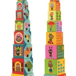 Djeco - 10 Kubussen Om Te Stapelen - Voertuigen