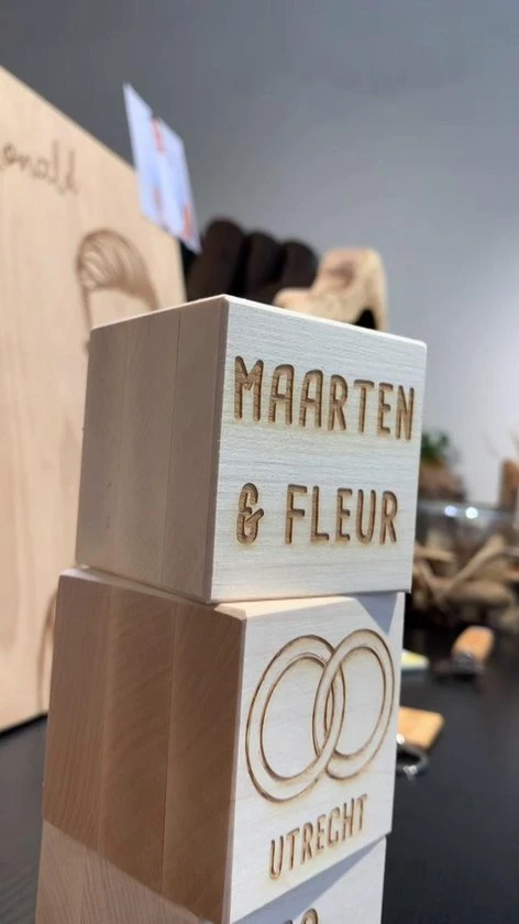 TextTim.nl Trouw Cadeaus Persoonlijk 3 Blokken - Huwelijk Trouwcadeau 4 TextTim.nl Trouw Cadeaus Persoonlijk 3 Blokken - Huwelijk Trouwcadeau - Afbeelding 2