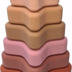 Merkloos Stacking Cups Stapeltoren Baby- Speelgoed Stapelsterren Multicolours Bruin