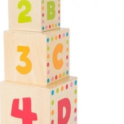 Merkloos ABC Kubus Bouwblokken + Letters En Vormen - Stapelblokken