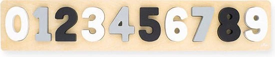Jollein Houten Puzzel - Cijfers 1-9 - Grijs & Wit 8 Jollein Houten Puzzel - Cijfers 1-9 - Grijs & Wit - Afbeelding 6