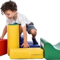 YJZQ Peuter Grote Zachte Bouwstenen Set-6 Stuk Set Kleurrijke Zachte Schuim Speeltijd Bouwstenen Voor Baby's En Kinderen-Trappen En Glijbanen Voorschoolse Speelgoed Voor Klimmen/Glijden En Kruipen-Stijl B -Goedkope Blokken Winkel 550x248 1