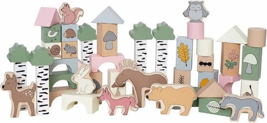Jabadabado Houten Blokken Bosdieren (50 St.) 3 Jabadabado Houten Blokken Bosdieren (50 St.)