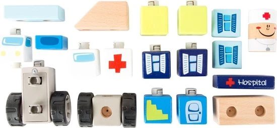 Merkloos Houten Bouwset Met Geluid - Ambulance, Broeder + Ziekenhuis - Speelgoed Vanaf 2 Jaar 8 Merkloos Houten Bouwset Met Geluid - Ambulance, Broeder + Ziekenhuis - Speelgoed Vanaf 2 Jaar - Afbeelding 6