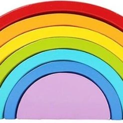 Merkloos Houten Regenboog | Klein | 7-delig | Montessori Speelgoed | Houten Speelgoed |Kidzstore.eu
