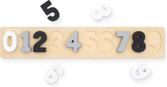 Jollein Houten Puzzel - Cijfers 1-9 - Grijs & Wit 4 Jollein Houten Puzzel - Cijfers 1-9 - Grijs & Wit - Afbeelding 2
