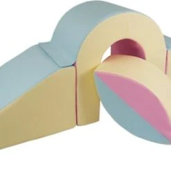 Viking Choice Schuimblokken Speelgoed - Met Foam Blokken Glijbaan - En Brug - Pastel Kleuren