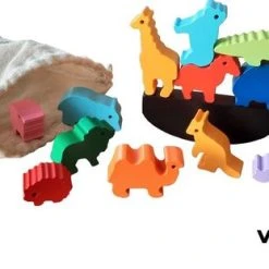 Van Theo Stapeldiertjes Jungle – Houten Blokken – Balansspel – Duurzaam Speelgoed – Stapelblokken - Dieren