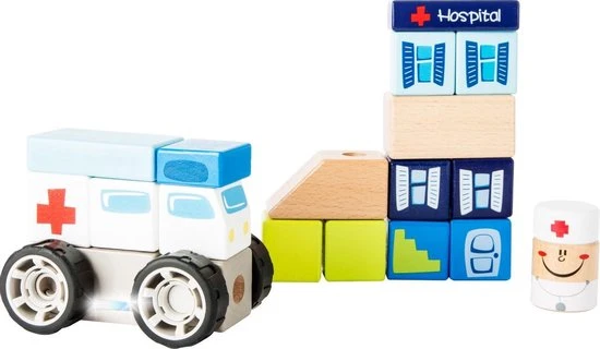 Merkloos Houten Bouwset Met Geluid - Ambulance, Broeder + Ziekenhuis - Speelgoed Vanaf 2 Jaar 7 Merkloos Houten Bouwset Met Geluid - Ambulance, Broeder + Ziekenhuis - Speelgoed Vanaf 2 Jaar - Afbeelding 5