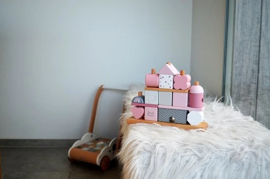 Label Label | Wooden Stacking Blocks | Stapelblokken Huisje | Pink Roze 4 Label Label | Wooden Stacking Blocks | Stapelblokken Huisje | Pink Roze - Afbeelding 2