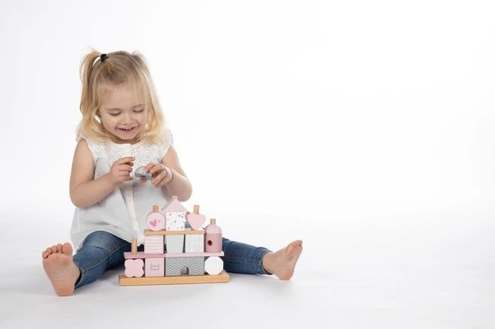 Label Label | Wooden Stacking Blocks | Stapelblokken Huisje | Pink Roze 5 Label Label | Wooden Stacking Blocks | Stapelblokken Huisje | Pink Roze - Afbeelding 3