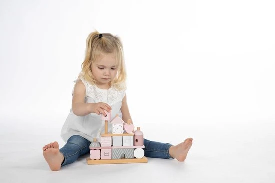 Label Label | Wooden Stacking Blocks | Stapelblokken Huisje | Pink Roze 8 Label Label | Wooden Stacking Blocks | Stapelblokken Huisje | Pink Roze - Afbeelding 6