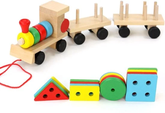 Ariko XL Houten Trein Met Blokken En Vormen - Blokkentrein - Speelgoedtrein - Educatie Met Vormen En Kleuren - 5 Ariko XL Houten Trein Met Blokken En Vormen - Blokkentrein - Speelgoedtrein - Educatie Met Vormen En Kleuren - - Afbeelding 3
