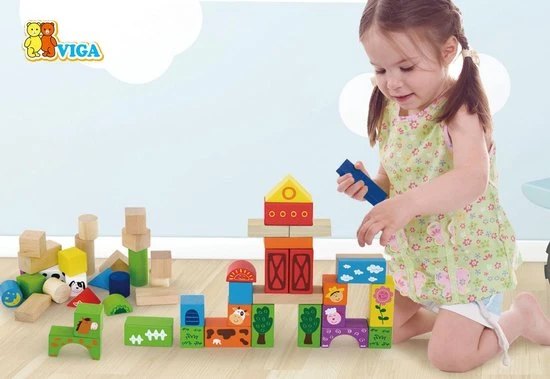 Vigatoys Viga Toys - Blokkenton Boerderij 50st. 5 Vigatoys Viga Toys - Blokkenton Boerderij 50st. - Afbeelding 3