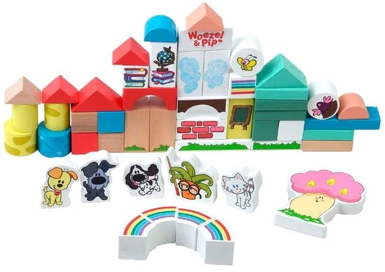 Rubo Toys Woezel En Pip Houten Blokken - Blokken - 50 Delig - Vrolijke Kleueren - Verschillende Vormen 9 Rubo Toys Woezel En Pip Houten Blokken - Blokken - 50 Delig - Vrolijke Kleueren - Verschillende Vormen - Afbeelding 7