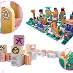 OZM TOY Blokken Speelgoed Met Speelmat - Educatieve Houten Blokken - Speelgoed - 160 Stuks - Blokken Speelset - Ontwikkelingsspeelgoed - Stimuleert Motoriek En Creativiteit -Goedkope Blokken Winkel 550x406 3