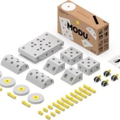 Modu Dreamer Kit - Zachte Blokken -33 Onderdelen - Speelgoed 1 -2 -3 Jaar - Mega Blocks Grijs- Geel