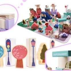 Merkloos Blokken Speelgoed Met Speelmat - 135 Stuks - Educatieve Houten Blokken - Speelgoed - Stadspuzzel - Ontwikkelingsspeelgoed - Stimuleert Motoriek En Creativiteit -Goedkope Blokken Winkel 550x412 30