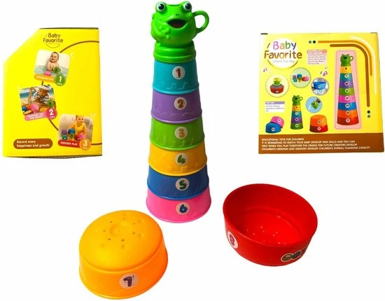 Merkloos Stapeltoren Baby Speelgoed - Met Cijfers + Kikkertje - Kleurrijke Stapelbekers - Educatief Speelgoed 8 Merkloos Stapeltoren Baby Speelgoed - Met Cijfers + Kikkertje - Kleurrijke Stapelbekers - Educatief Speelgoed - Afbeelding 6