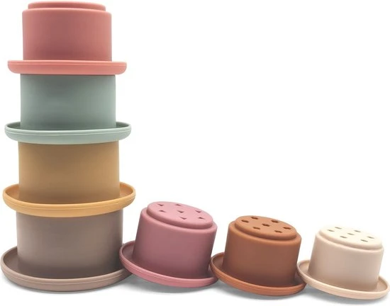 Magni Aps Magni - 7 Mini Siliconen Stapelbekertjes Met Gaatjes Aan De Onderkant - Diverse Kleuren 7 Magni Aps Magni - 7 Mini Siliconen Stapelbekertjes Met Gaatjes Aan De Onderkant - Diverse Kleuren - Afbeelding 5