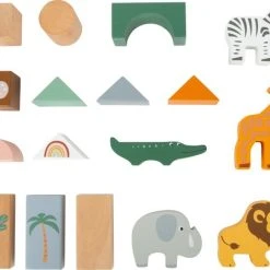 Small Foot Company Small Foot - Houten Bouw Blokken "Safari" - Speelgoed - Houten Speelgoed 1 Jaar - Bouwblokken -Goedkope Blokken Winkel 550x447