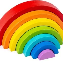 Merkloos Montessori Regenboog Bouwblokken - 7-Delig - Motoriek - Cognitief - Kleurherkenning -Goedkope Blokken Winkel 550x449 3