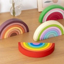 Merkloos Montessori Regenboog Bouwblokken - 7-Delig - Motoriek - Cognitief - Kleurherkenning -Goedkope Blokken Winkel 550x451 6