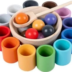 KLUZOO Balls And Cups Houten Sorteerspel - KLEUREN En VORMEN - Motoriek Montessori Speelgoed - Educatief Speelgoed Voor Jongens En Meisjes