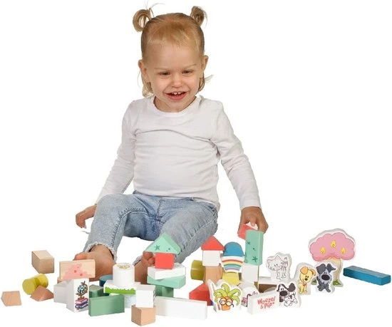 Rubo Toys Woezel En Pip Houten Blokken - Blokken - 50 Delig - Vrolijke Kleueren - Verschillende Vormen 14 Rubo Toys Woezel En Pip Houten Blokken - Blokken - 50 Delig - Vrolijke Kleueren - Verschillende Vormen - Afbeelding 12