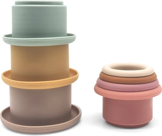 Magni Aps Magni - 7 Mini Siliconen Stapelbekertjes Met Gaatjes Aan De Onderkant - Diverse Kleuren 3 Magni Aps Magni - 7 Mini Siliconen Stapelbekertjes Met Gaatjes Aan De Onderkant - Diverse Kleuren