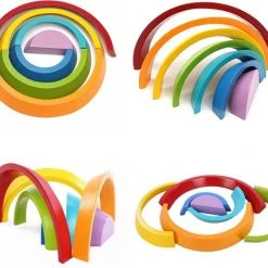 GARPROVM Houten Blokken - Houten Boogbouwstenen - Blokkenset - Stapeltoren - Regenboog - Montessori Speelgoed - STEM - Educatief Speelgoed Voor Peuters, Kinderen, Baby's, Jongens, Meisjes -Goedkope Blokken Winkel 550x467 3