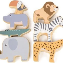 Small Foot Company Safari Dieren - Stapel- En Evenwichtsspel - Houten Speelgoed Vanaf 1 Jaar