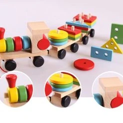 Ariko XL Houten Trein Met Blokken En Vormen - Blokkentrein - Speelgoedtrein - Educatie Met Vormen En Kleuren -