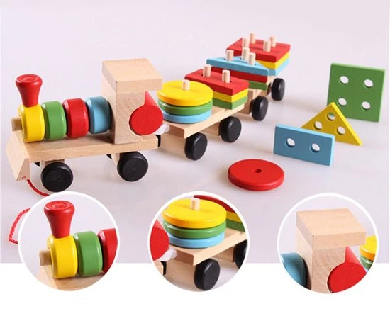 Ariko XL Houten Trein Met Blokken En Vormen - Blokkentrein - Speelgoedtrein - Educatie Met Vormen En Kleuren - 3 Ariko XL Houten Trein Met Blokken En Vormen - Blokkentrein - Speelgoedtrein - Educatie Met Vormen En Kleuren -