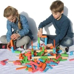 Luco Toys Luco Large ECO Blokken En Plankjes. Met Verbindingsstukken En Wielen, Past Op KAPLA, Bblocks. Duurzame Constructieset Hout. 72 Elementen. -Goedkope Blokken Winkel 550x473 3