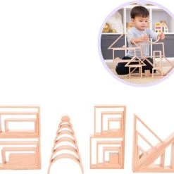TickiT Rainbow Architect Set | Houten Vormen Set Groot Naturel | 28 Stuks