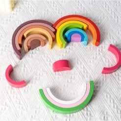 Merkloos Montessori Regenboog Bouwblokken - 7-Delig - Motoriek - Cognitief - Kleurherkenning -Goedkope Blokken Winkel 550x478 4