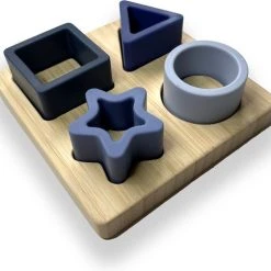 Merkloos Major Products Geometrie Puzzel Siliconen - Baby Puzzel - Peuterspeelgoed - Kinderspeelgoed - Educatief Speelgoed - Vormen Puzzel - Bamboo Blauw - Kindvriendelijke Silicone