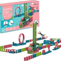 Allerion® Allerion Domino Set Trein – Domino Stenen Spel Voor Kinderen – 120 Dominostenen En 11 Attributen – STEM Speelgoed