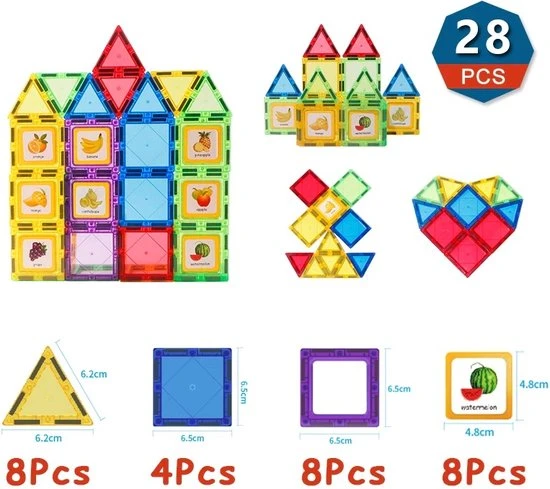 Fyse Magnetisch Speelgoed - Voordeelset 28 Stuks - Magnetische Bouwstenen - Veilig Voor Kinderen - Magna Tiles - Magnetisch Speelgoed - Stimuleer Creativiteit - Bouwset Met Magnetische Blokken 4 Fyse Magnetisch Speelgoed - Voordeelset 28 Stuks - Magnetische Bouwstenen - Veilig Voor Kinderen - Magna Tiles - Magnetisch Speelgoed - Stimuleer Creativiteit - Bouwset Met Magnetische Blokken - Afbeelding 2