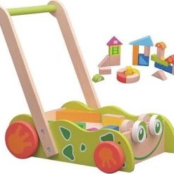 Playwood Houten Blokkenkar Kikker Met Blokken
