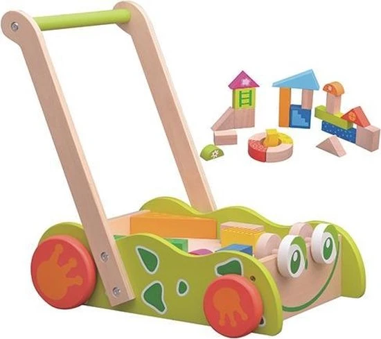 Playwood Houten Blokkenkar Kikker Met Blokken 3 Playwood Houten Blokkenkar Kikker Met Blokken