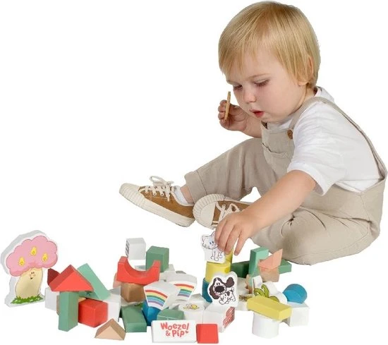 Rubo Toys Woezel En Pip Houten Blokken - Blokken - 50 Delig - Vrolijke Kleueren - Verschillende Vormen 13 Rubo Toys Woezel En Pip Houten Blokken - Blokken - 50 Delig - Vrolijke Kleueren - Verschillende Vormen - Afbeelding 11