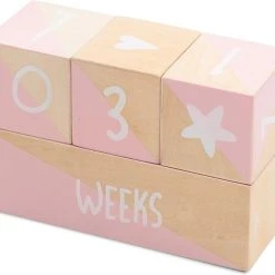 Jollein Houten Mijlpaalblokkenset 4-delig - Pink/White