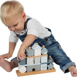 Label Label | Wooden Stacking Blocks | Stapelblokken Huisje | Blauw Wit -Goedkope Blokken Winkel 550x498 8