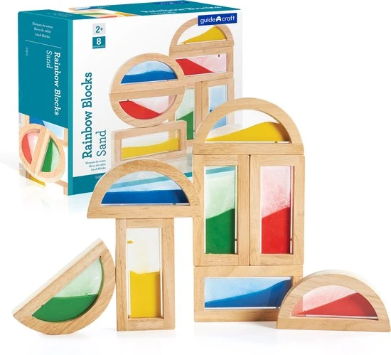 Merkloos Guidecraft - 8 Houten Blokken Gevuld Met Gekleurd Zand 3 Merkloos Guidecraft - 8 Houten Blokken Gevuld Met Gekleurd Zand