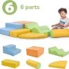 YJZQ Peuter Grote Zachte Bouwstenen Set-6 Stuk Set Kleurrijke Zachte Schuim Speeltijd Bouwstenen Voor Baby's En Kinderen-Trappen En Glijbanen Voorschoolse Speelgoed Voor Klimmen/Glijden En Kruipen-Stijl A