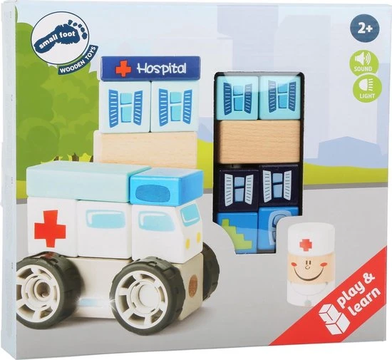 Merkloos Houten Bouwset Met Geluid - Ambulance, Broeder + Ziekenhuis - Speelgoed Vanaf 2 Jaar 6 Merkloos Houten Bouwset Met Geluid - Ambulance, Broeder + Ziekenhuis - Speelgoed Vanaf 2 Jaar - Afbeelding 4