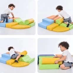 YJZQ Peuter Grote Zachte Bouwstenen Set-6 Stuk Set Kleurrijke Zachte Schuim Speeltijd Bouwstenen Voor Baby's En Kinderen-Trappen En Glijbanen Voorschoolse Speelgoed Voor Klimmen/Glijden En Kruipen-Stijl A -Goedkope Blokken Winkel 550x507 1